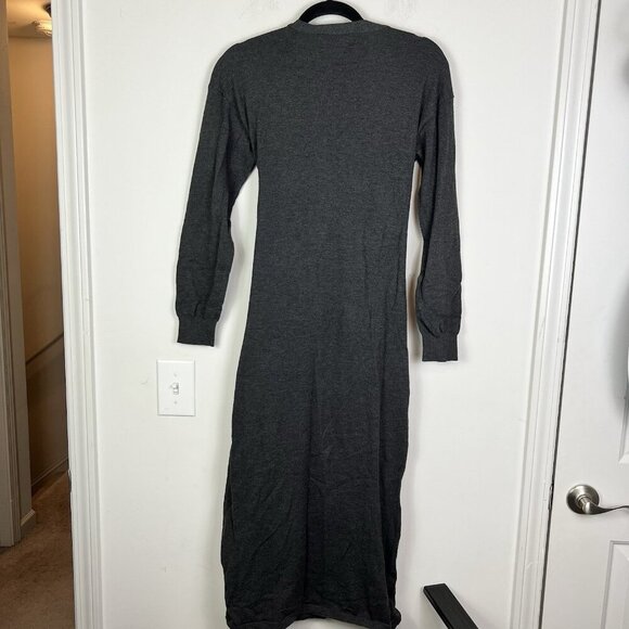 Modern Citizen Charcoal Gray Lenese Front Wrap Tie Midi Sweater Dress Size Small - Picture 9 of 10